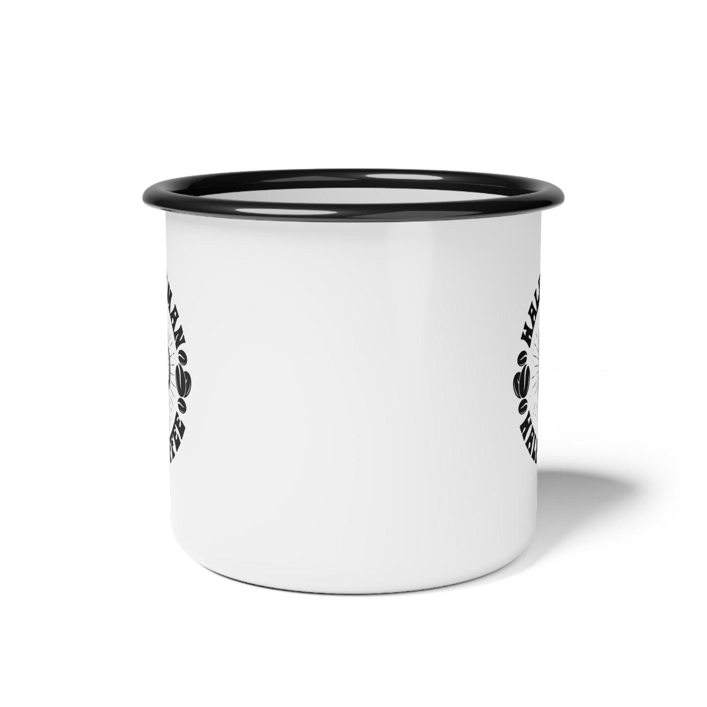 Half Human Half Coffee Enamel Camp Cup - Perfect for Coffee Lovers and Outdoor Adventures